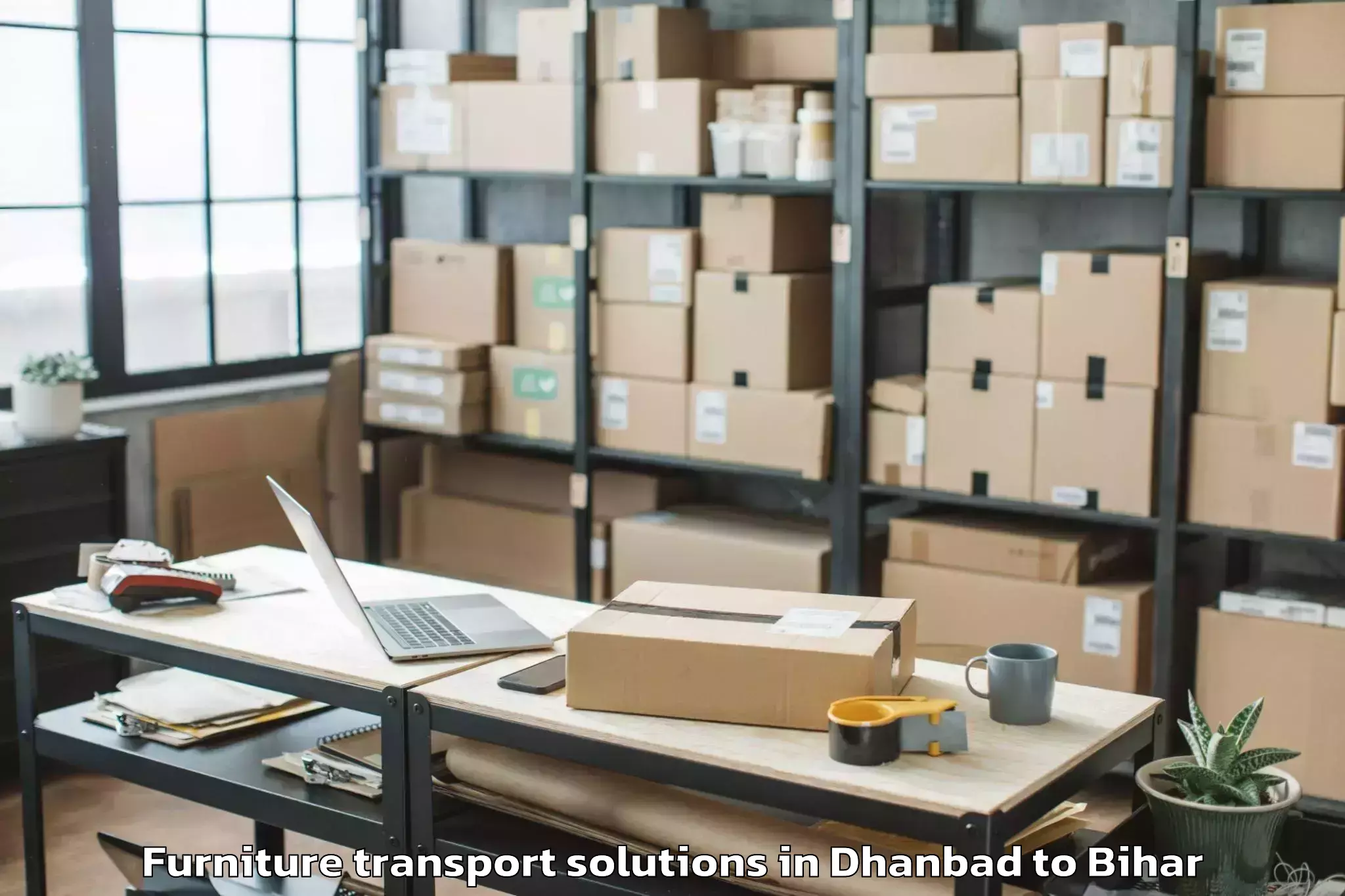 Professional Dhanbad to Lauriya Furniture Transport Solutions